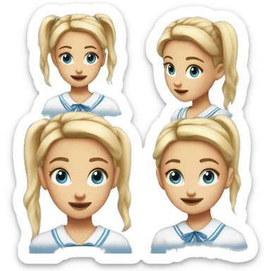 school girl blonde bun 'blue eye' 'meh expression' sticker