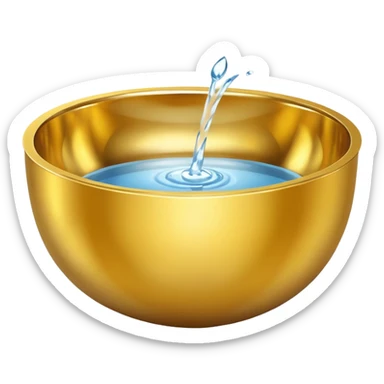 shiny gold bowl top view filled with water sticker