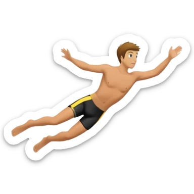 The background features rugged cliffs, clear blue water, and a bright sky, emphasizing the excitement and danger of the sport with a sense of freedom and adventure. A diver mid-air, plunging from a high cliff into the sparkling ocean below.  sticker