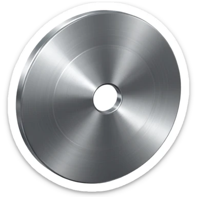 metallic disc emoji, brushed chrome surface, clean geometry, futuristic minimal 3D style, isolated on white sticker