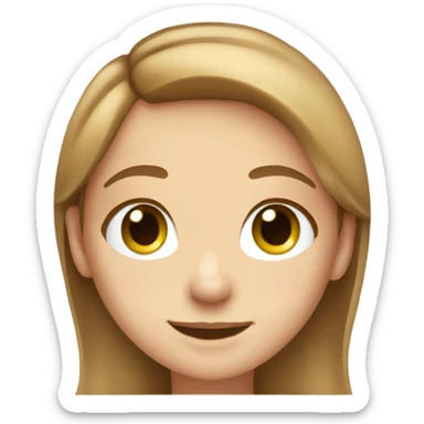 Cute girl smiling big with freckles and green eyes. Light brown hair sticker