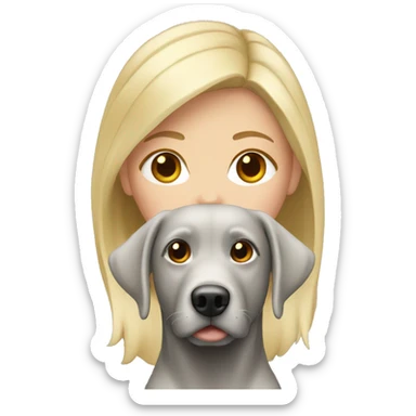 Blonde girl with a silver lab sticker