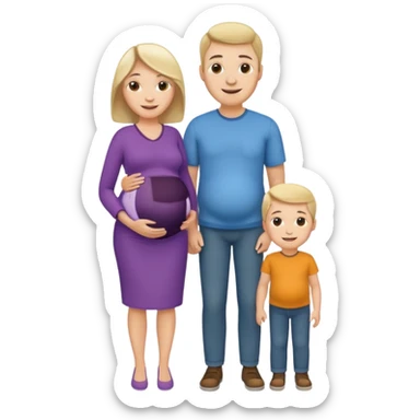 I want a couple. Only the wife is pregnant. There is only one pregnant women. Both the husband hand wife family are stand behind them. There is No kids sticker
