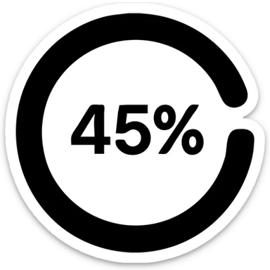 A loading icon in a black filled icon style, with a percentage. sticker