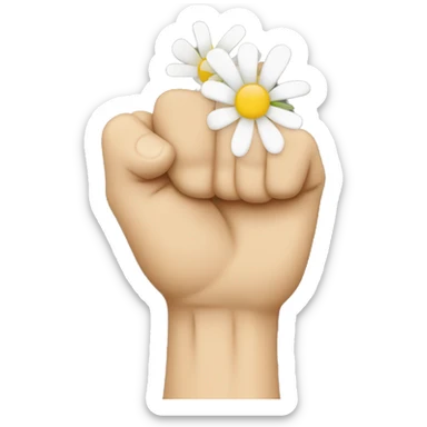 raised white fist with flower in fist emoji sticker