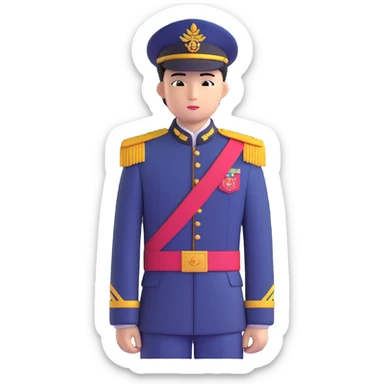 Military academy student with fantasy asian inspired uniform sticker