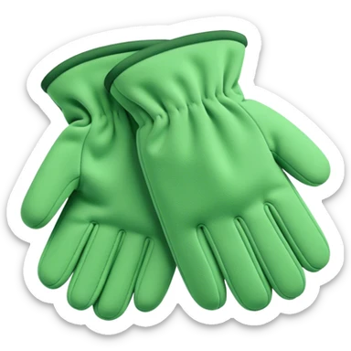 Green fleece gloves, warm and comfy, with a simple, modern design sticker