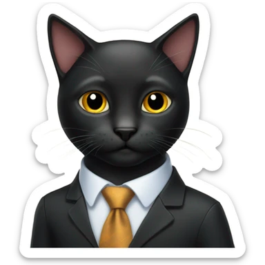 Black cat wearing with a tie sticker