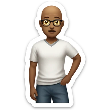 bald boy with glasses shrugging shoulders sticker