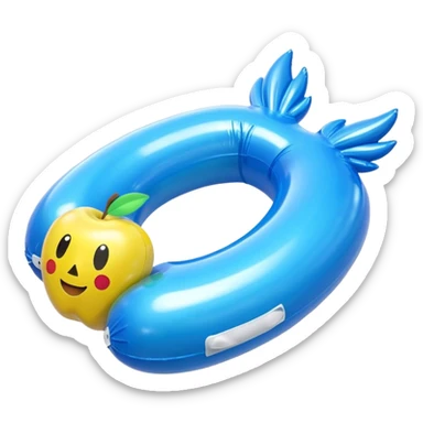 3D render of Water Wings made of shiny inflatable vinyl, visible seam lines, air valve, highly reflective plastic texture, pool toy aesthetic, Apple emoji style, isolated on white background --v 6.0 sticker