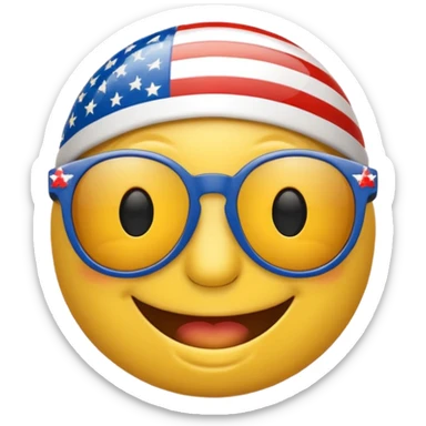 Smiley emoji wearing 4th of July sunglasses  sticker