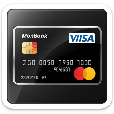 create a black bank card, which called Monobank, visa minalism 3d style sticker