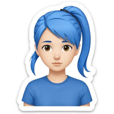 chica con pelo azul colita de costado sticker