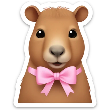 capybara with baby pink color  ribbon sticker