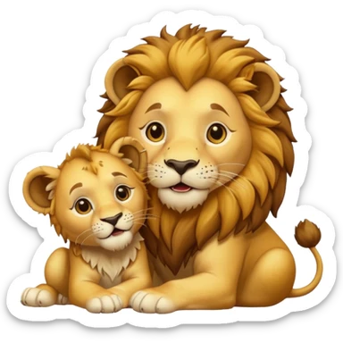 lion with a  cub playing gif sticker
