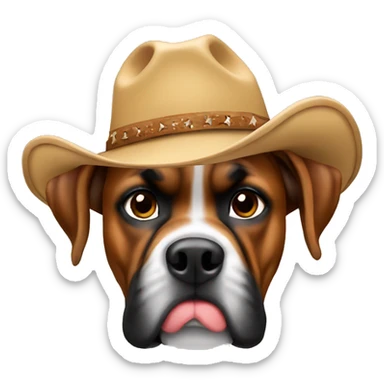 Boxer dog with cowboy hat sticker