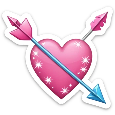 Genera un sticker tipo phone OS, un corazón rosa con una flecha y brillos sticker