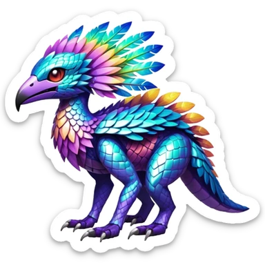  exotic tropical iridescent cyber-Protogen-Fakémon-Pokémon-Vernid-creature sticker