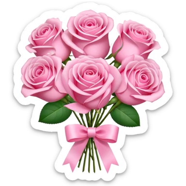 pink rose bouquet with pink ribbons  sticker