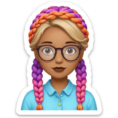colorful braided hair girl with glasses sticker
