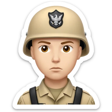 white modern soldier is serious and photorealistic sticker