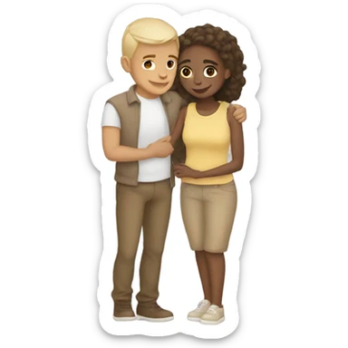 Light skin colour couple hug sticker