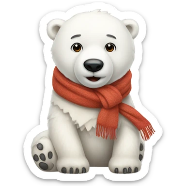 cute polar bear with scarf sticker
