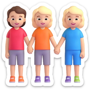 smiling kids holding hands sticker
