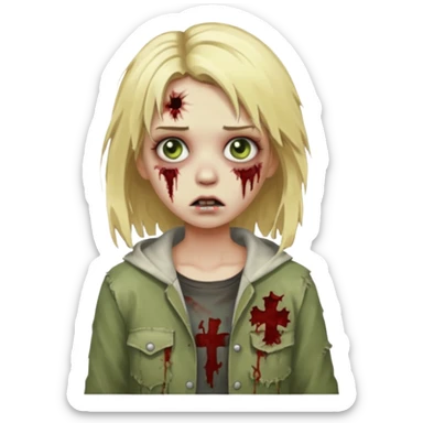 girl zombie with blonde hair sticker