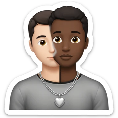 1 White adult male dark hair ,1 black adult male silver necklace, nude,kissing tongue  sticker