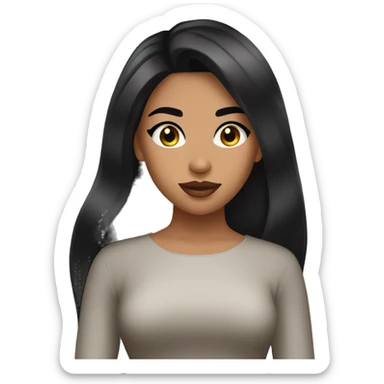 A girl with olive skin and nice thick brows and long black hair and long lashes and nice lips sticker