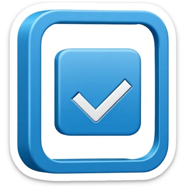 Side way check mark in bule box 2d not 3d sticker