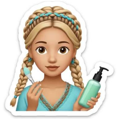 Carmel girl with boho braids  doing skincare sticker