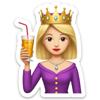 queen with drink sticker