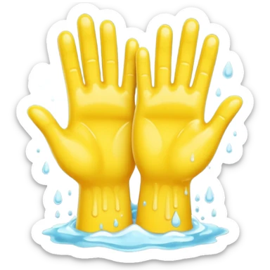 washing four yellow hands sticker