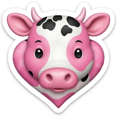 Pink cow spot print heart sticker
