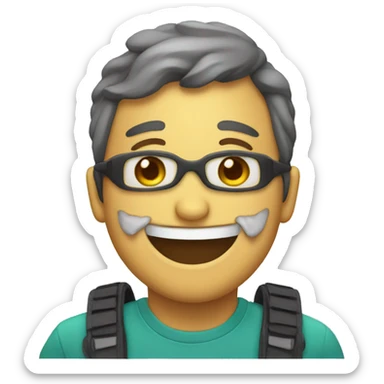 Emoji serio con una máscara sonriendo  sticker