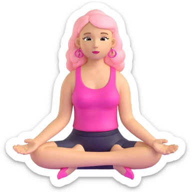 blonde angel woman with long hair meditating with pink hair clips sticker
