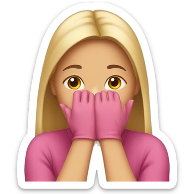 Girl hidding back her hands  sticker