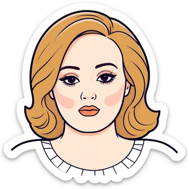 8k, 7000x7000px resolution, clean, smooth, thin lines, ultra detailed, hyperrealism, celebrity, best selling singer, Adele 2023. Glossy appearance, clean thin lines. Perfect makeup sticker