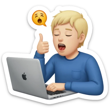 Create a 5 Emojis of my day and write a sentence about it... I am A Man...and i am techie and being tired and sleepy with a Laptop in front... sticker