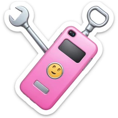 pink cellphone with a wrench sticker