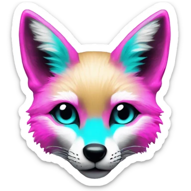 Faded Tie dye beige gray fox in pink cyan magenta black gold jewellery sticker