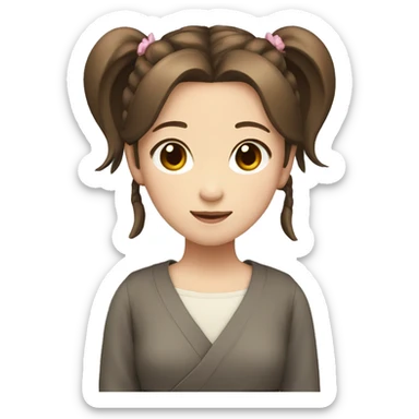 japanese girl with brown hair and double ponytail sticker
