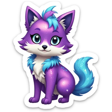 Cool cute Kawaii edgy fantasy animal sparkle fursona Fionbri by griffsnuff & LiLaiRa & Falvie full body sticker