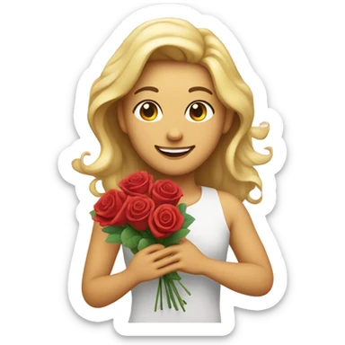 Heart face gives roses sticker