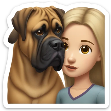 realistic portrait of girl with bullmastiff sticker