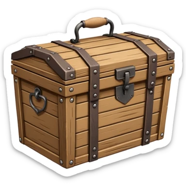generate a very realistic wooden closed weapon supply box sticker