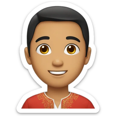 A boy with black hair and Brown eyes and morocco shirt sticker