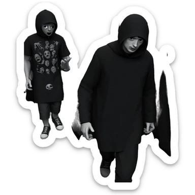 horror themed monochrome walk sticker